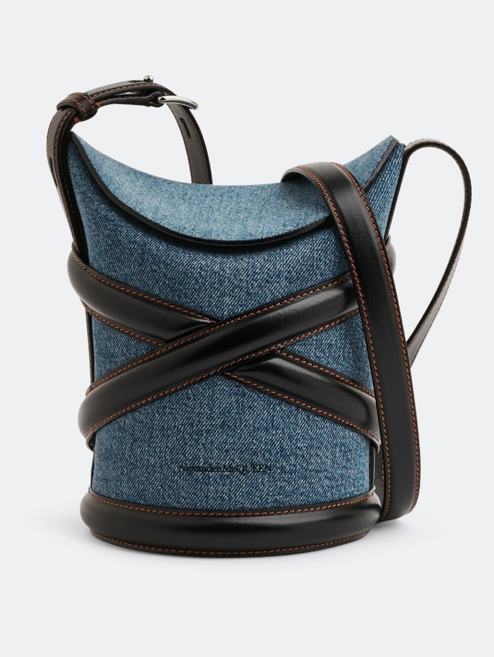 ALEXANDER McQUEEN Denim & Calfskin The Curve Small Shoulder| Crossbody - Picture 5 of 9